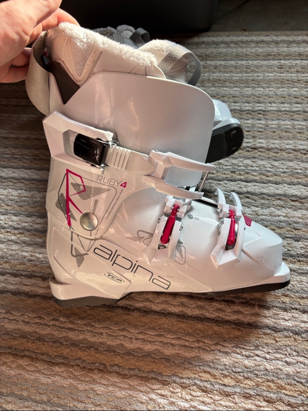 Alpina Ruby 4 Women's White Ski Boots with Pink Accents